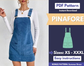 Pinafore Dress Pattern | XS-XXXL | Overall Dress Sewing Pattern | Jumper Pattern | Pinafore pattern | Sewing Pattern | PDF Sewing Pattern