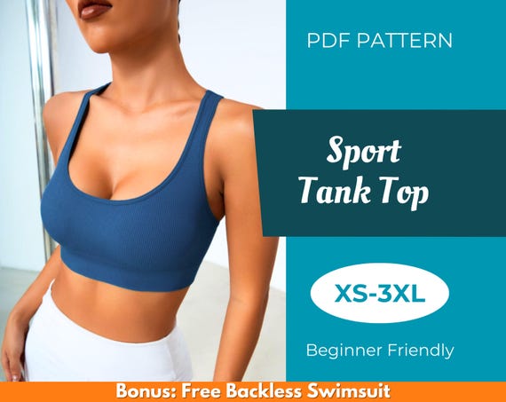Sport Tank Top Pattern | XS-XXXL | Tank Top Sewing Pattern | Easy Top Pattern | Women Sewing Pattern | Beginner Pattern | PDF Sewing Pattern