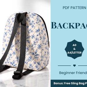 Patrón de costura para mochila / Patrón de bolso / Patrón para principiantes / Patrón de mochila fácil / Patrón de costura / Patrón de costura en PDF / Patrón de bolso fácil