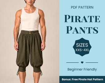 Pirate Pants Pattern | Pants Pattern | Pirate Costume Pattern | Costume Sewing Pattern | Fantasy Pattern | Beginner Pattern | XXS-XXXXL