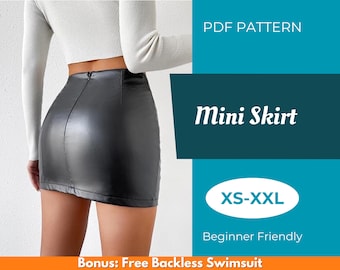 Mini Skirt Sewing Pattern | XS-XXL | Sewing Pattern | Women Sewing Pattern | Beginner Pattern | Skirt Pattern | PDF Sewing Pattern