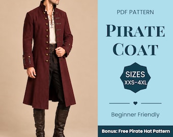 Pirate Coat Pattern | Coat Pattern | Pirate Costume Pattern | Costume Sewing Pattern | Fantasy Pattern | Beginner Pattern | XXS-XXXXL