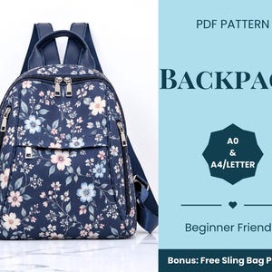 Backpack Sewing Pattern | Bag Pattern | Beginner Pattern | Easy Backpack Pattern | Sewing Pattern | PDF Sewing Pattern | Easy Bag Pattern