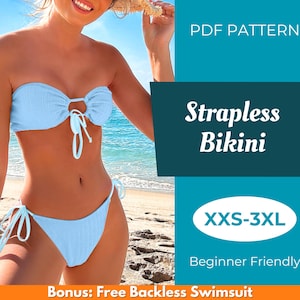 Bikini Sewing Pattern | XXS-XXXL | Sewing Pattern | Strapless Bikini Pattern | Easy Pattern | Bikini Swimsuit Pattern | PDF Sewing Pattern