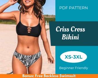 Criss Cross Bikini Sewing Pattern | XS-XXXL | Sewing Pattern | Bikini Pattern | Easy Pattern | Swimwear Sewing Pattern | PDF Sewing Pattern