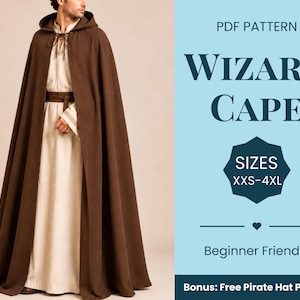 Wizard Cape Sewing Pattern | Cloak Pattern | Cape Pattern | Costume Sewing Pattern | Fantasy Pattern | Medieval Pattern | XXS-XXXXL