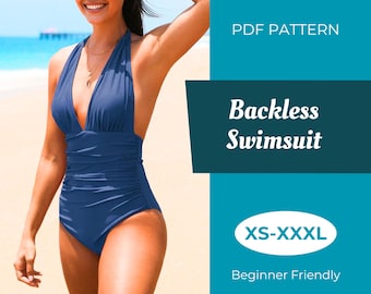 Schnittmuster Badeanzug | XS-XXXL | Schnittmuster | Schnittmuster | Anfängermuster | Rückenfreies Badeanzug-Muster | PDF-Schnittmuster