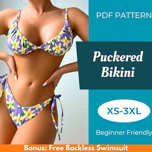 Schnittmuster Bikini | XS-XXXL | Schnittmuster | Verziehrt Bikini Muster | Einfaches Muster | Bikini Badeanzug Muster | PDF-Schnittmuster