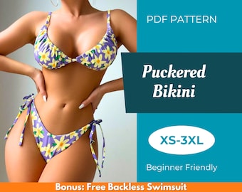 Bikini Sewing Pattern | XS-XXXL | Sewing Pattern | Puckered Bikini Pattern | Easy Pattern | Bikini Swimsuit Pattern | PDF Sewing Pattern