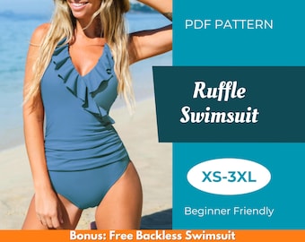 Ruffle Swimsuit Sewing Pattern | XS-XXXL | Sewing Pattern | Bikini Pattern | Easy Pattern | Swimwear Sewing Pattern | PDF Sewing Pattern