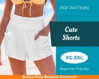 Schnittmuster für Shorts | XS-XXXL | Schnittmuster | Einfaches Shorts-Muster | Anfängermuster | Shorts Muster | PDF-Schnittmuster