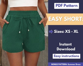 Easy Shorts Pattern | XS- XL | Women Shorts Pattern | High Waist Shorts | Wide Leg Shorts Pattern | PDF Pattern | Beginner Shorts Pattern
