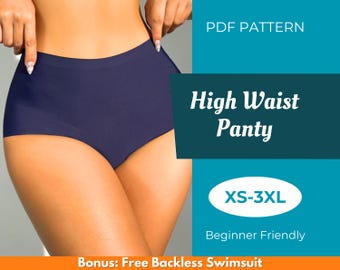 High Waist Panty Sewing Pattern | XS-XXXL | Sewing Pattern | Easy Panty Pattern | Beginner Pattern | High Waist Pattern | PDF Sewing Pattern