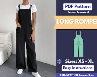 Romper Sewing Pattern | XS-XL | Playsuit Pattern | Jumpsuit Sewing Pattern | Women Sewing Pattern | Overalls Pattern | Beginner Pattern