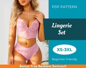 Lingerie Set Sewing Pattern | XS-XXXL | Sewing Pattern | Sexy Pattern | Beginner Pattern | Lingerie Pattern | PDF Sewing Pattern