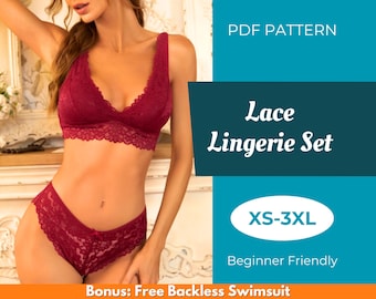 Lingerie Set Sewing Pattern | XS-XXXL | Sewing Pattern | Lace Lingerie Pattern | Beginner Pattern | Lingerie Pattern | PDF Sewing Pattern