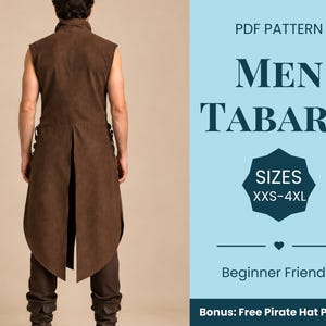 Men Tabard Pattern | Tunic Pattern | Warrior Robe Pattern | Costume Sewing Pattern | Fantasy Pattern | Beginner Pattern | XXS-XXXXL