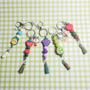 Silicon Beaded Fruit Keychains
