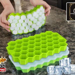 2pcs Silicone Ice Tray | 37 Grid Cube Maker | Reusable Food-Grade Mold | Cocktail Whiskey Tool | Kitchen Gadget with Lid