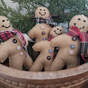 Felt Gingerbread Man Christmas Ornaments, Felt Ornaments, Felt Christmas Ornaments, Gingerbread Man Ornaments, Bowl Filler, Tier Stand Decor