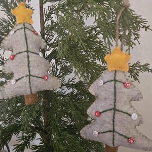 Felt Christmas Tree Ornament Set, Set of 2 Felt Christmas Trees, Christmas Tree Ornament, Felt Ornaments