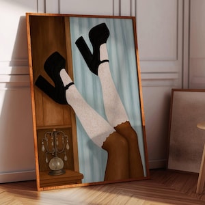 Vintage Heels Poster Vogue Prints Blue Wall Art Photography Prints Fashion Wall Art Above Bed Art Girly Wall Art Preppy Wall Art Dorm Prints