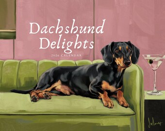 Dog Dachshund Wall Calendar 2026, Dog Art Monthly Planner, Cute Puppy Gift, Home Decor, Dog Lovers Gift, Planning Calendar