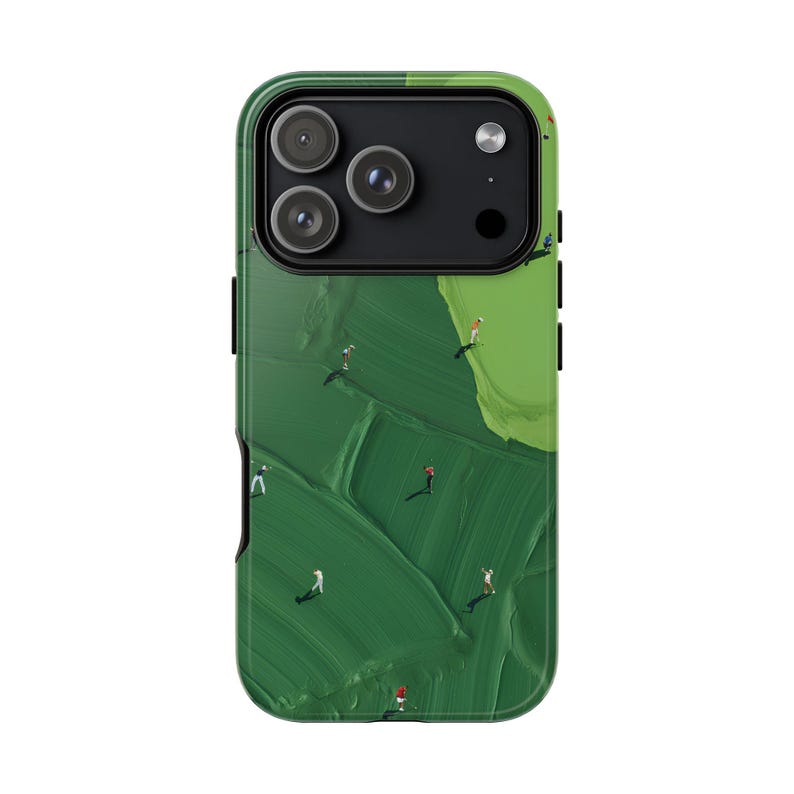 Phone Case, Green Golf Course iPhone Cover with Mini Golfers, Sports Lover Gift, Golf Aesthetic Accessory, Tough Case, Protective Phone image 6