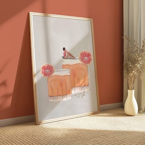 Cocktail with Woman Print, Martini Poster, Minimalist Wall Art, Cocktail Menu, Alcohol Poster, Hand-Drawn, Kitchen Bar Drinks, Printed Art