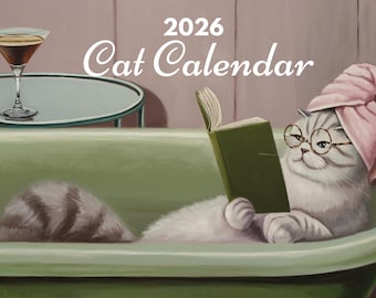 Cat Wall Calendar 2026, Feline Art Monthly Planner, Cute Kittens Gift, Home Decor, Cat Lovers Gift, Planning Calendar