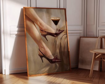Espresso Martini Art Print | Bar Cart Decor Cocktail Poster | Party Signature Drink Sign | Trendy Wall | Minimalist Elegant Sophisticated