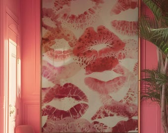 Pink Lips Fashion Illustration: Trendy Girly Wall Art (Digital Download)