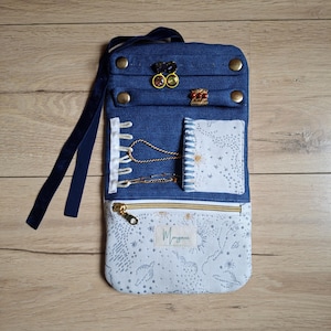 Handmade Constellation Reise Schmuck Organizer Rolle | Gobelin Schmuck Beutel für Ringe, Ohrringe, Halsketten & Armbänder