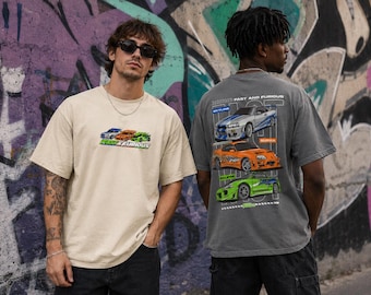 Camiseta Comfort Colors Fast and Furious, estampado trasero del coche JDM Skyline Supra Eclipse