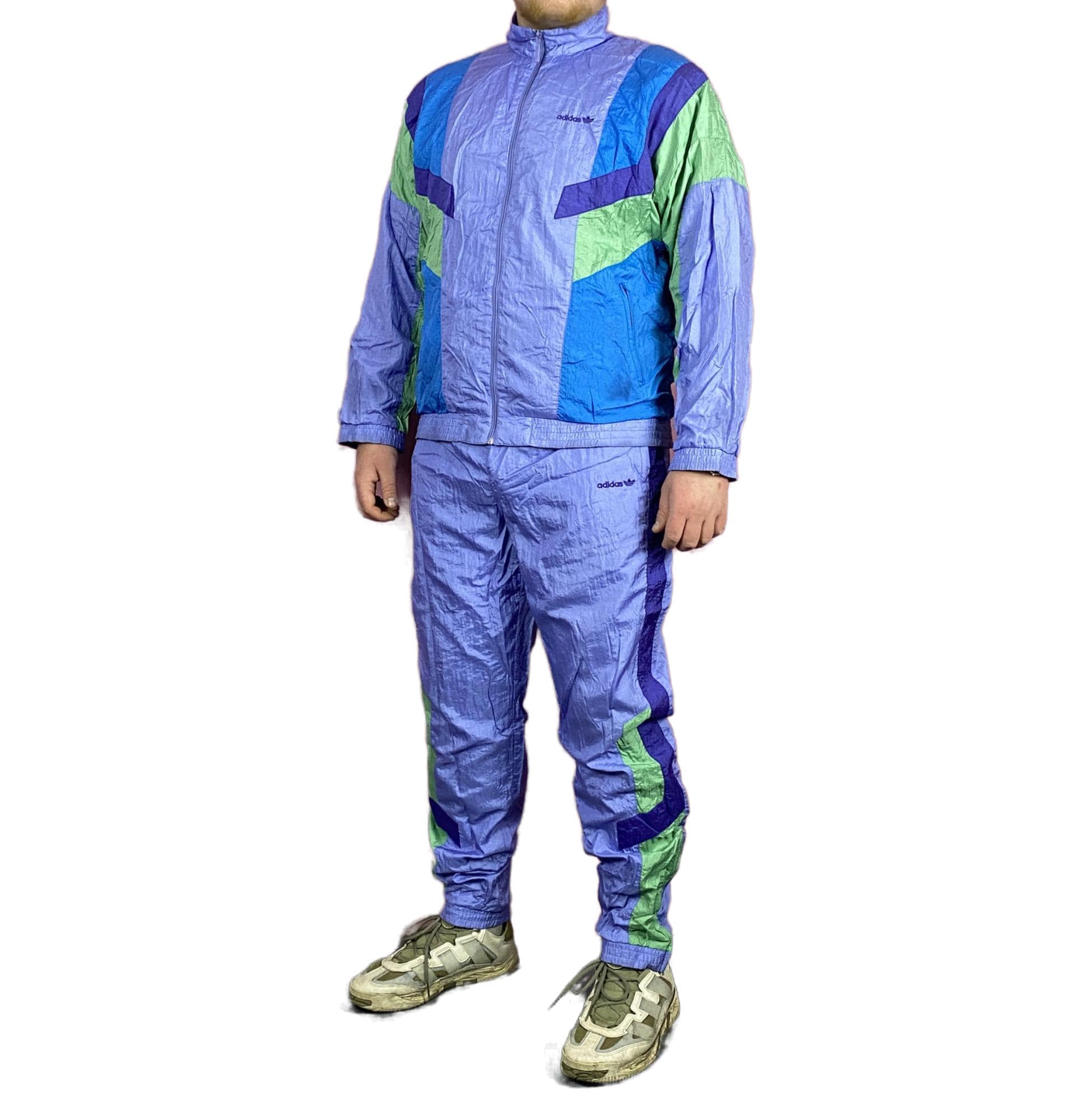 90s Tristripes Vintage Men's Tracksuit Set - L Blue Nylon - Etsy