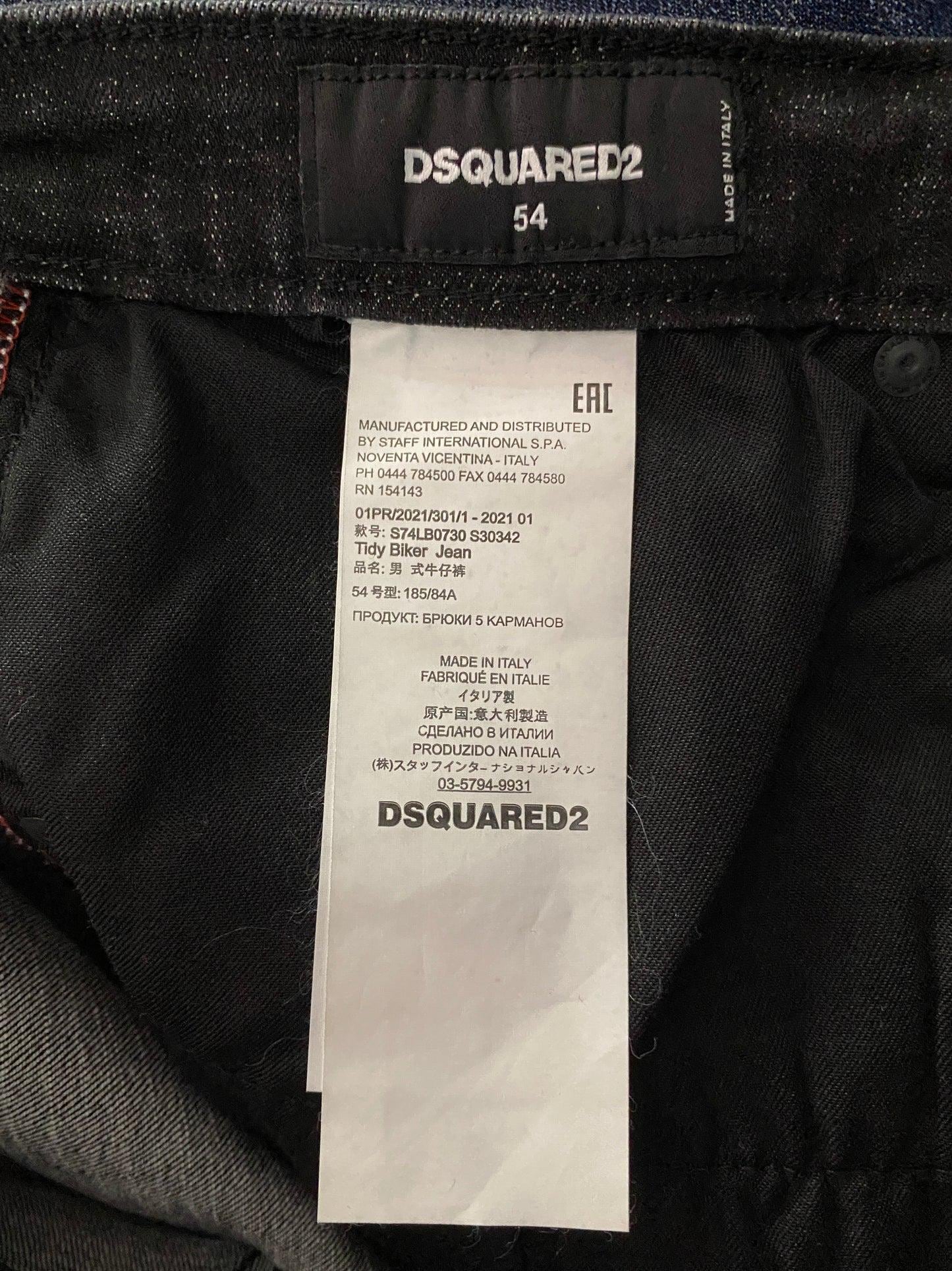 Dsquared2 Black Denim Vintage Men's Tidy Biker Jeans - XL Black
