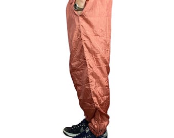90s Big is Beautiful Vintage Men&#39;s Baggy Track Pants - M Pink Polyester