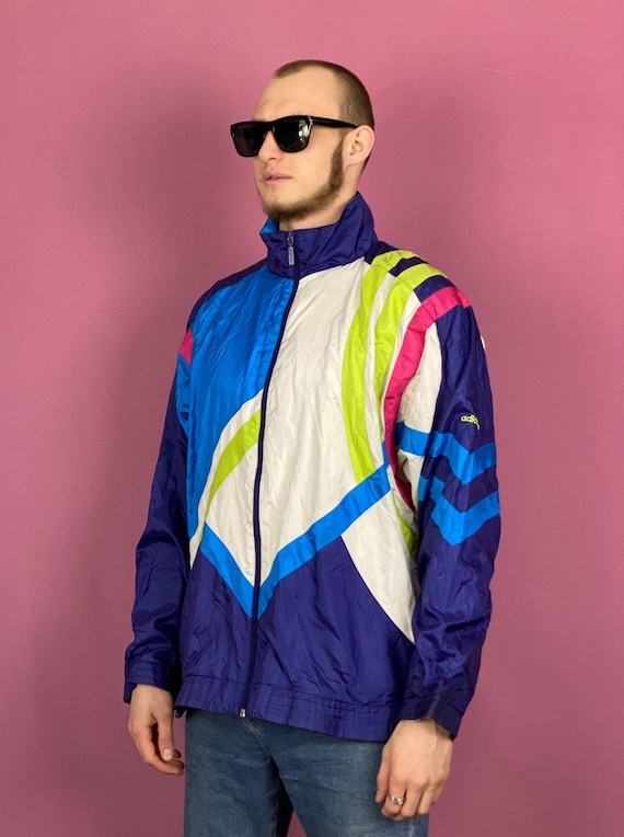 90s Adidas Vintage Men's Color Block Windbreaker Jacket L