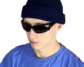 80s Lacoste Vintage Beanie Hat - Blue Acrylic