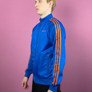 Adidas Vintage Men&#39;s Track Jacket - S Blue Polyester Blend