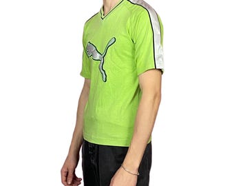 90s Puma Vintage Men's T-Shirt - S Green Cotton