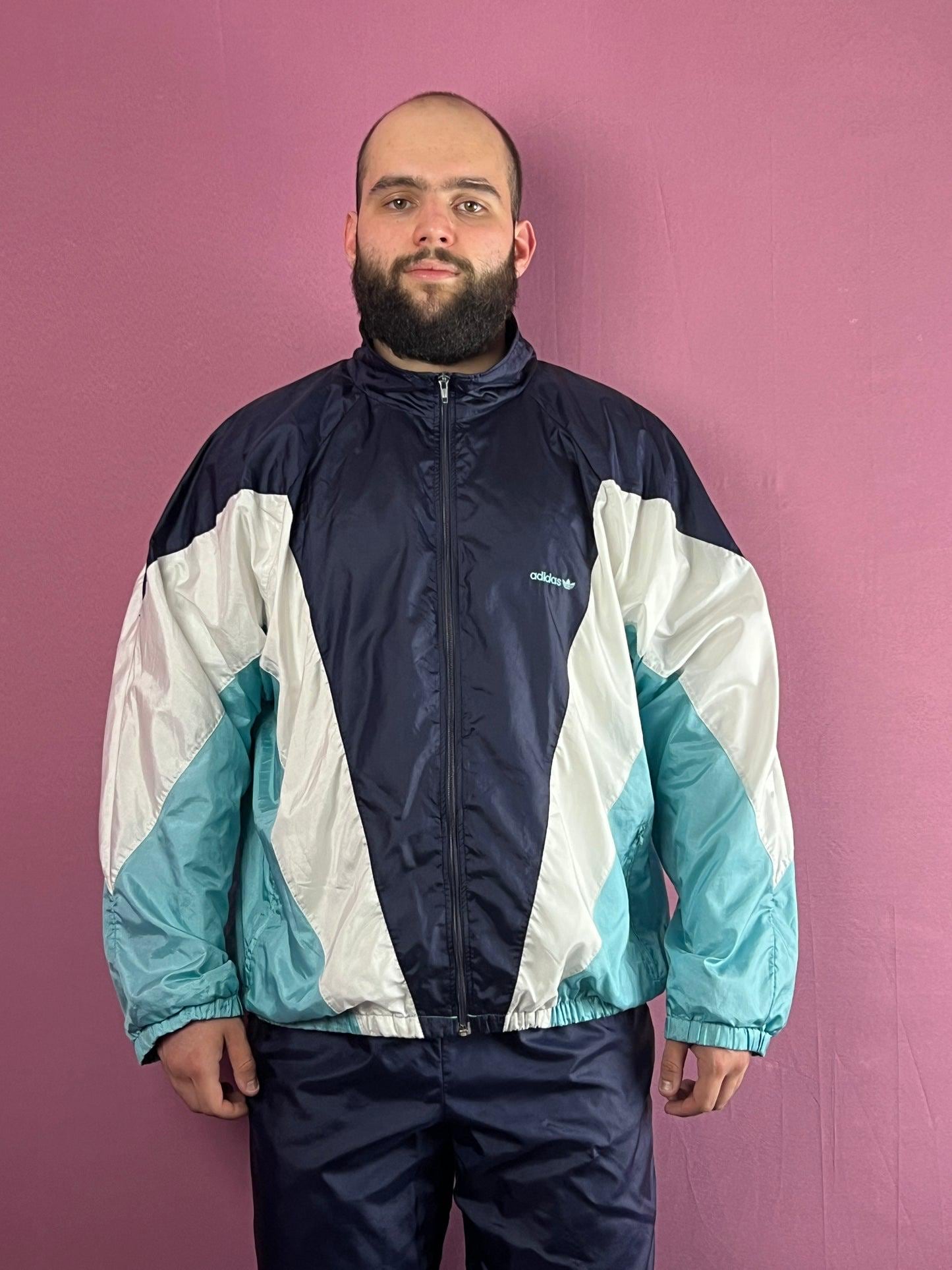 ジャケット・アウター Adidas Vintage nylon jacket 90s Vtg 90s ADIDAS Blue Nylon WINDBREAKER JACKET Track Soccer
