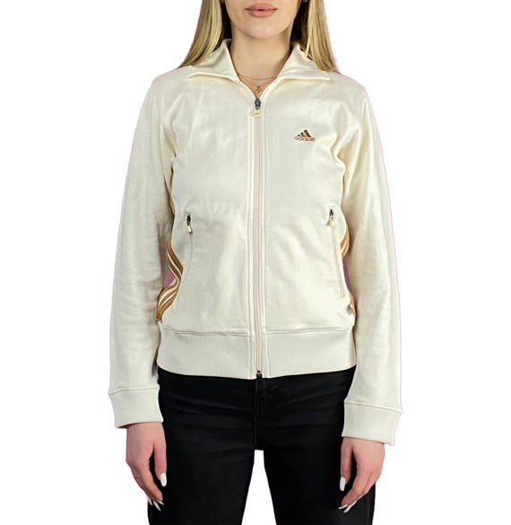 90s Adidas Vintage Women's Track Jacket - S White Polyester Blend