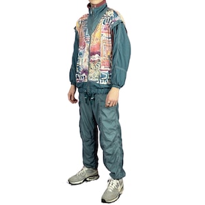 Sunset Vintage Men&#39;s Tracksuit Set - XS Green Nylon