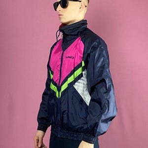 90s Hummel Vintage Men&#39;s Windbreaker Jacket - M Multicolor Nylon