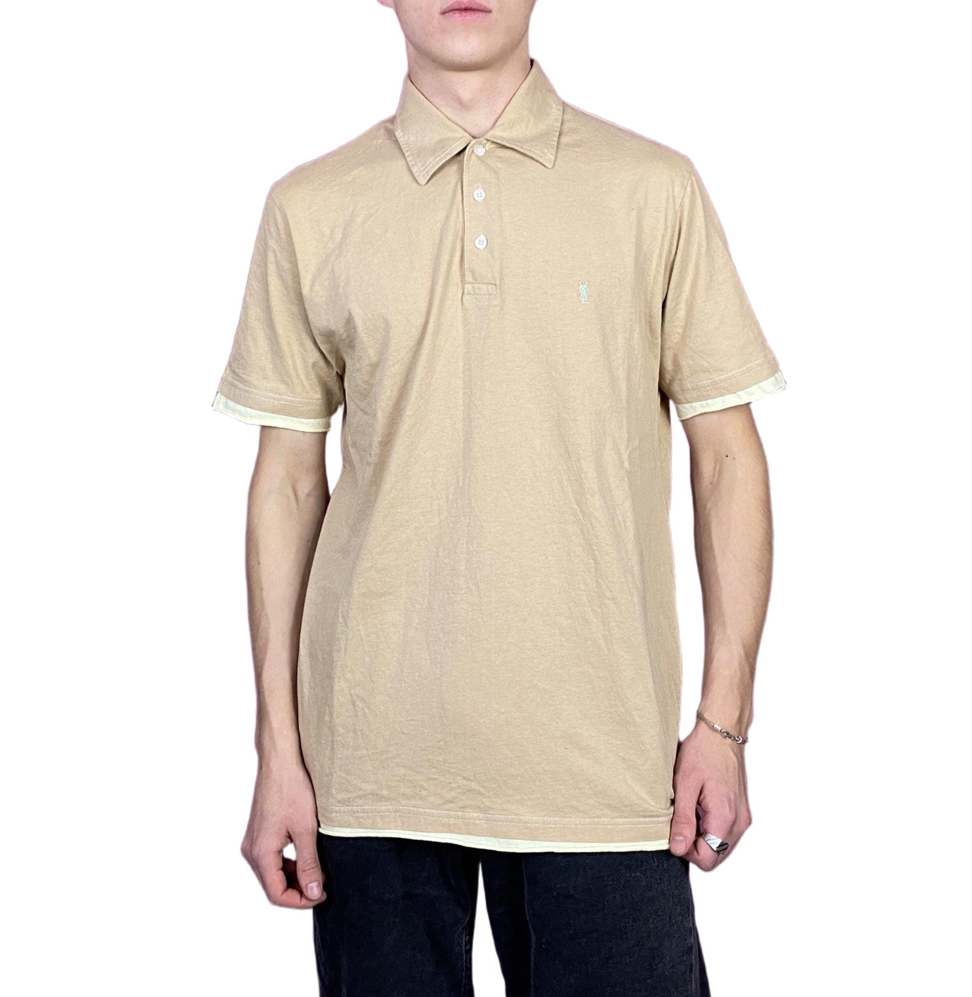 Yves Saint Laurent Vintage Men's Polo Shirt - M Beige Cotton - Etsy