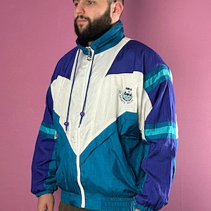 90s Sun Set Vintage Men's Retro Running Windbreaker Jacket - L