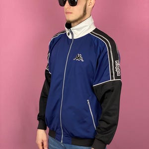 Kappa Vintage Men&#39;s Track Jacket - L Navy Blue Polyester