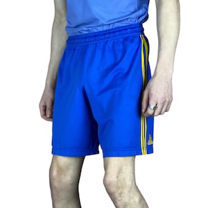 TreeStripes Spain Vintage Men&#39;s Track Shorts - M Blue Polyester