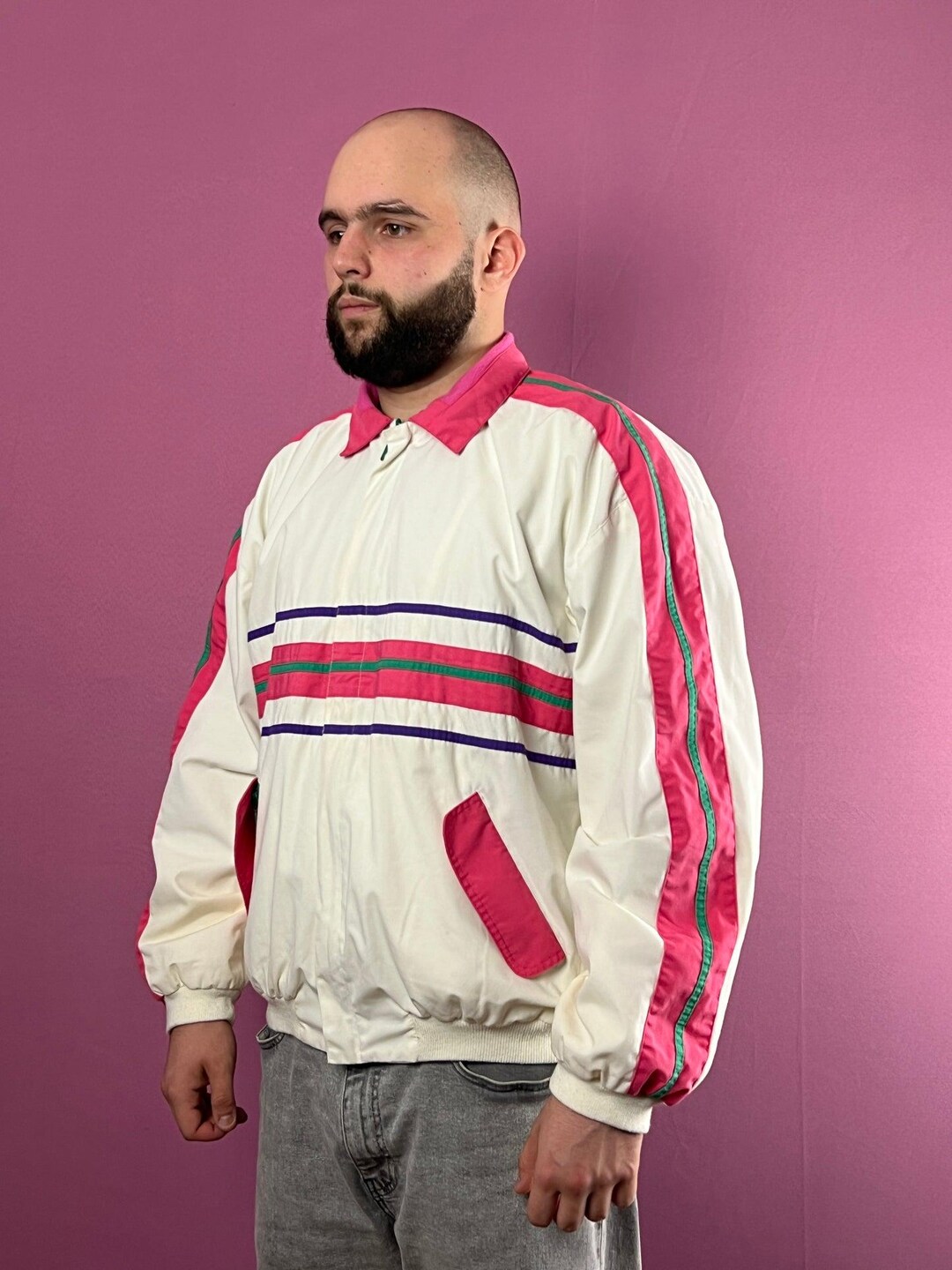 80er Jahre Puls Sportswear von H&M Vintage Herren Bomberjacke L